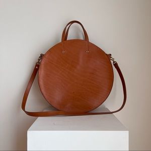 Clare V. Alistair Circle Leather Bag Large in Tan